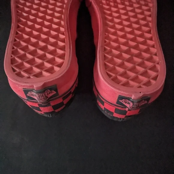 Vans Red and Black Checkered Slip-On Shoes - Picture 8 of 9